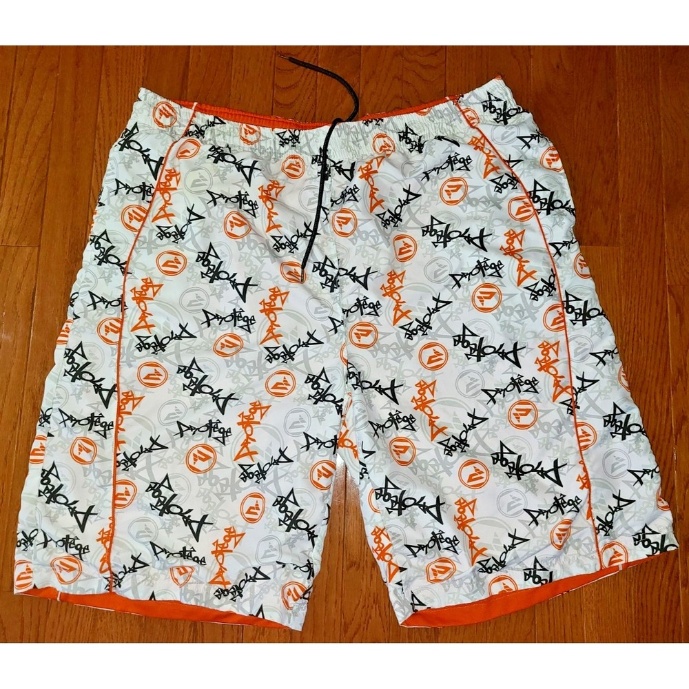 Men's Protege Reversible Shorts Graffiti‎ Sz Lg Orange White Black Drawstring